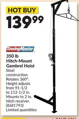 Princess Auto 350 lb Hitch-Mount Gambrel Hoist offer