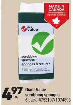 Giant Tiger Giant Value scrubbing sponges offer