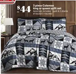Giant Tiger 3 piece Coleman king qr queen quilt set offer