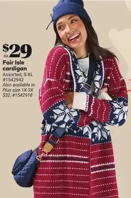Giant Tiger Fair Isle cardigan offer