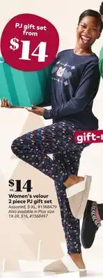 Giant Tiger Women's velour 2 piece PJ gift set offer
