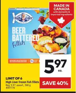 Giant Tiger High Liner frozen fish fillets offer