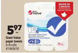 Giant Tiger Giant Value paper towels offer