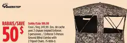 Canadian Tire Ameristep Enforcer 3-Person Ground Blind Combo with 2 Tripod Chairs offer