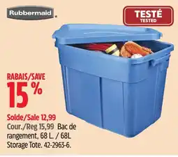 Canadian Tire Rubbermaid 68L Storage Tote offer