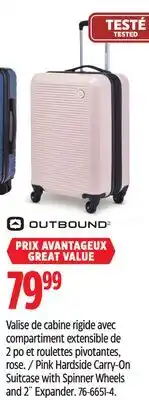 Canadian Tire Outbound Pink Hardside Carry-On Suitcase with Spinner Wheels and 2˝ Expander offer