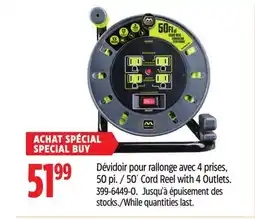 Canadian Tire 50´ Cord Reel with 4 Outlets offer
