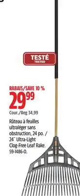 Canadian Tire Yardworks 24˝ Ultra-Light Clog-Free Leaf Rake offer