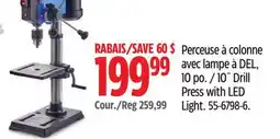 Canadian Tire 10˝ Drill Press with LED Light offer