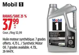 Canadian Tire Mobil-1 Synthetic Motor Oil offer