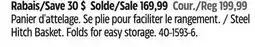 Canadian Tire Steel Hitch Basket. Folds for easy storage offer