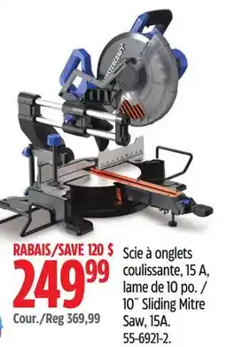 Canadian Tire Mastercraft 10˝ Sliding Mitre Saw offer