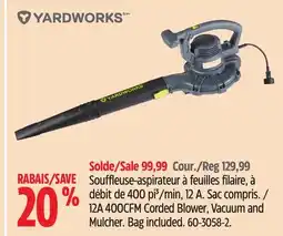 Canadian Tire Yardworks 12A 400CFM Corded Blower, Vacuum and Mulcher offer