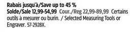 Canadian Tire Mastercraft Selected Measuring Tools or Engraver offer