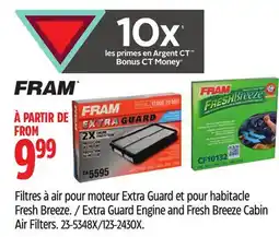 Canadian Tire FRAM Extra Guard Engine and Fresh Breeze Cabin Air Filters offer