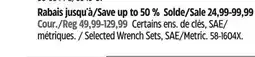 Canadian Tire Mastercraft Selected Wrench Sets offer