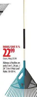 Canadian Tire Yardworks 24˝ 3-in-1 Poly Leaf Rake offer
