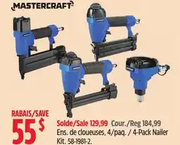 Canadian Tire MASTERCRAFT 4-Pack Nailer Kit offer