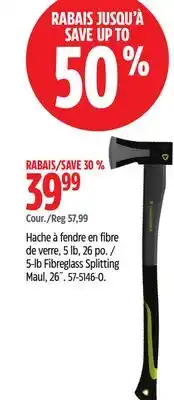 Canadian Tire Yardworks 5-lb Fibreglass Splitting Maul offer