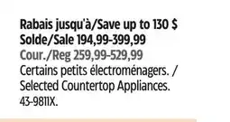 Canadian Tire Selected Countertop Appliances offer