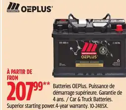 Canadian Tire MOTOMASTER OEPLUS Group Size 24F Battery, 725 CCA offer