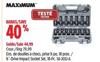 Canadian Tire MAXIMUM 1⁄2˝-Drive Impact Socket Set offer