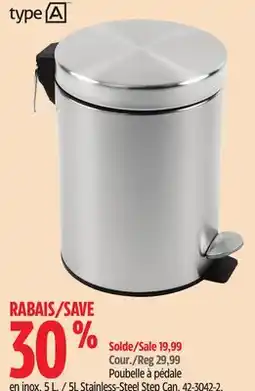 Canadian Tire type A 5L Stainless-Steel Step Can offer