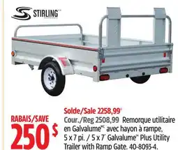 Canadian Tire Stirling 5 x 7´ Galvalume Plus Utility Trailer with Ramp Gate offer