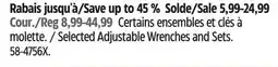 Canadian Tire Mastercraft Selected Adjustable Wrenches and Sets offer