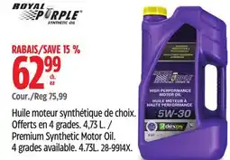 Canadian Tire Premium Synthetic Motor Oil offer