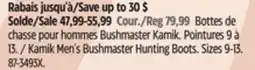 Canadian Tire Kamik Men's Bushmaster Hunting Boots offer