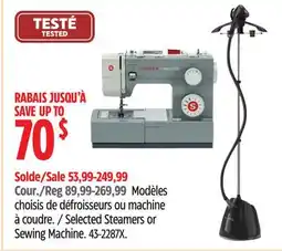 Canadian Tire Selected Steamers or Sewing Machine offer