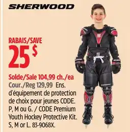 Canadian Tire Sherwood CODE Premium Youth Hockey Protective Kit offer