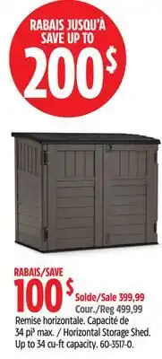 Canadian Tire Suncast Horizontal Storage Shed. Up to 34 cu-ft capacity offer