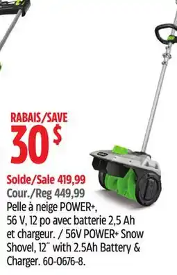 Canadian Tire EGO 56V POWER+ Dedicated Snow Shovel, 12-in offer