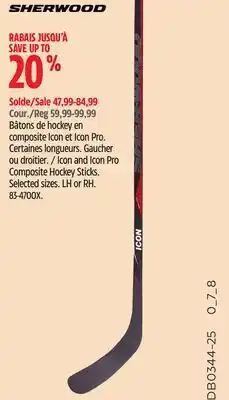Canadian Tire Icon and Icon Pro Composite Hockey Sticks offer