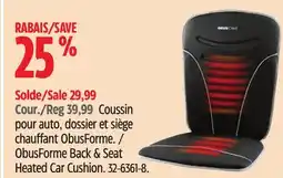 Canadian Tire ObusForme Back & Seat Heated Car Cushion offer