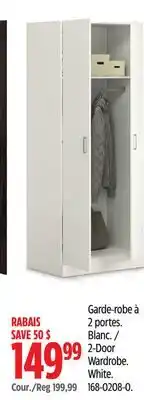 Canadian Tire Sauder 2-Door Wardrobe. White offer