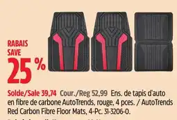 Canadian Tire AutoTrends Red Carbon Fibre Floor Mats, 4-Pc offer