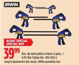 Canadian Tire Irwin 6-Pc Bar Clamp Set offer