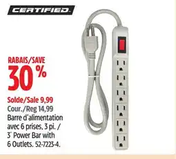Canadian Tire CERTIFIED 3´ Power Bar with 6 Outlets offer
