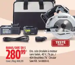 Canadian Tire 40V Brushless 71⁄4˝ Circular Saw Kit offer