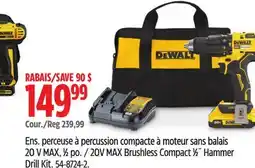 Canadian Tire Dewalt 20V MAX Brushless Compact 1⁄2˝ Hammer Drill Kit offer