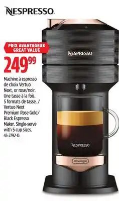Canadian Tire Nespresso Premium Rose Gold/ Black Espresso Maker offer