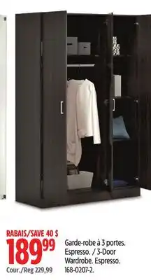 Canadian Tire Sauder 3-Door Wardrobe offer