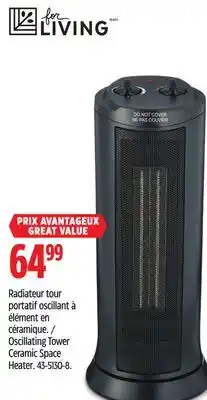 Canadian Tire For Living Oscillating Tower Ceramic Space Heater offer