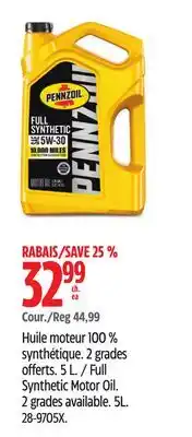 Canadian Tire Pennzoil Full Synthetic Motor Oil offer
