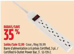 Canadian Tire Certified 6-Outlet Power Bar, 3´ offer