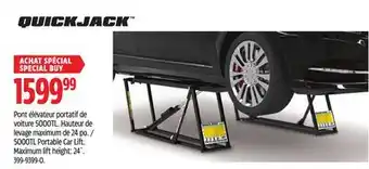 Canadian Tire Quickjack 5000TL Portable Car Lift. Maximum lift height offer
