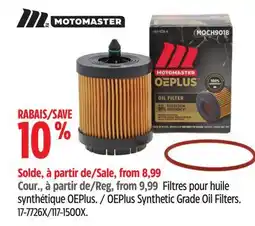 Canadian Tire MotoMaster OEPlus Synthetic Grade Oil Filters offer